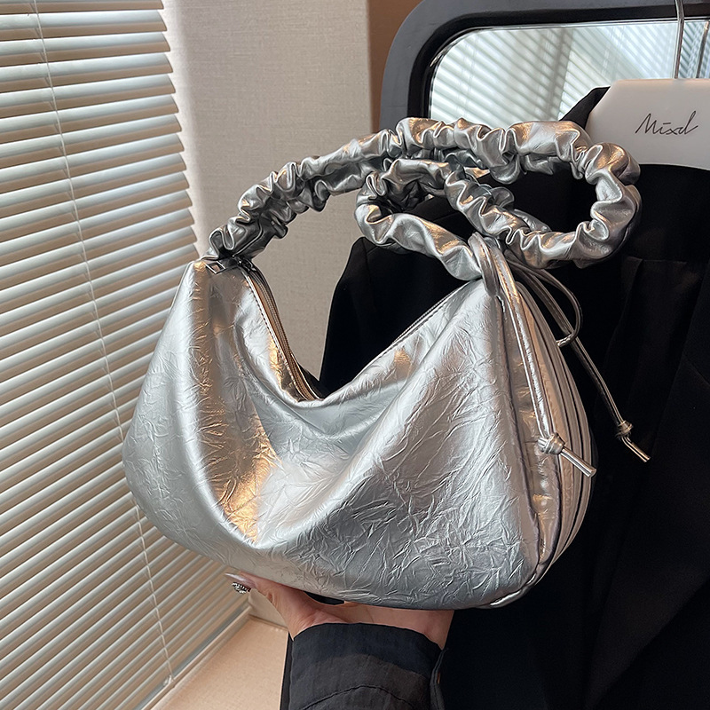 Brand Designer PU Leather Women's Shoulder Bag Retro Drawstring Crossbody Bag Pillow Handbag