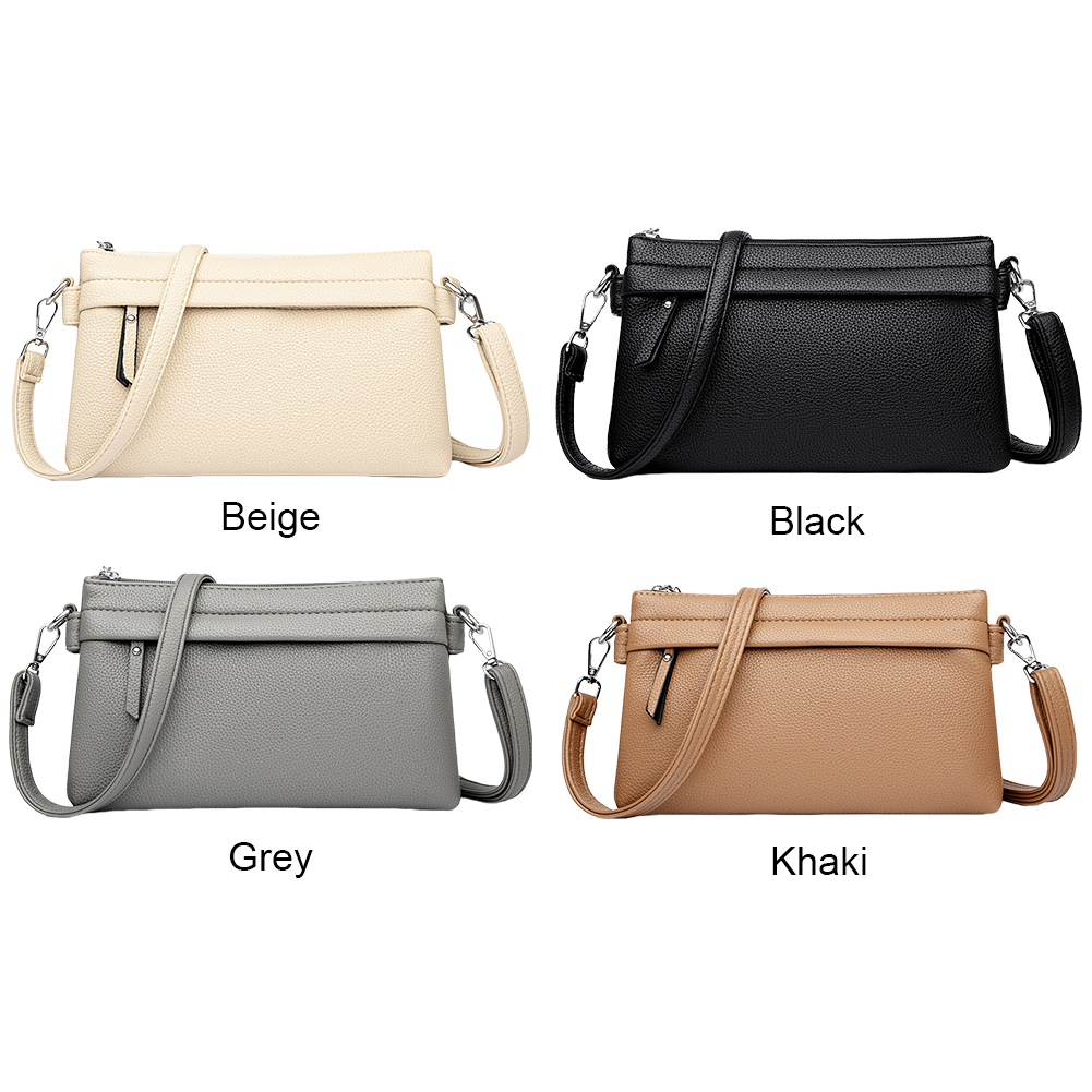 Shoulder Bag for Women Multi Compartment Satchel Purse PU Leather Zipper Wristlet Clutch Solid for Work Travel