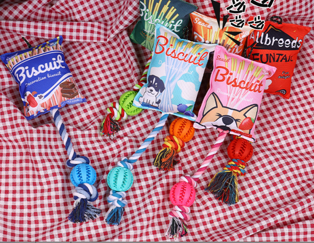 Factory Direct Sell Pet Toy New Design Potato Chips Dog Chew Toy Dog Teeth Cleaning Pet Cotton Rope Toy With Hot Selling