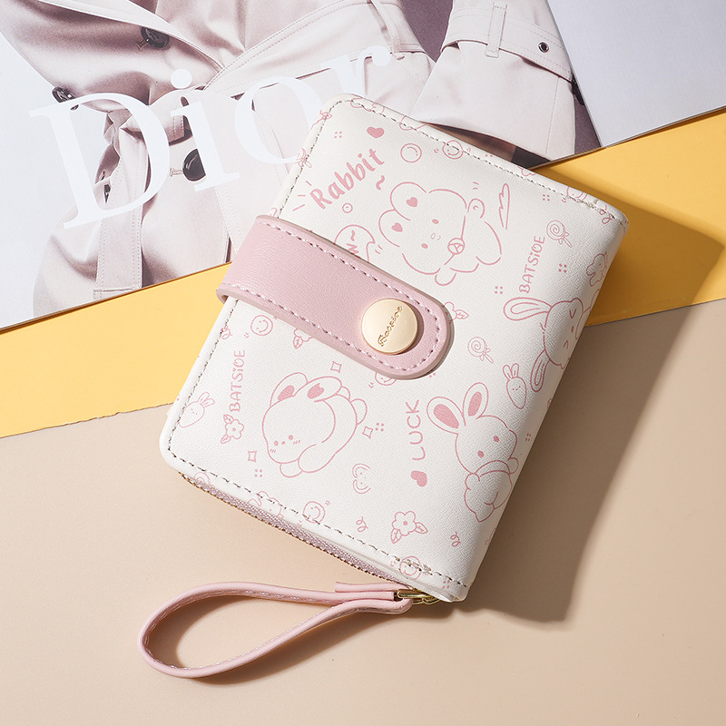 Japanese Cute Girls Wallet Short Student ID Bank Card Holder Money Bag Zipper Wallets For Women Key Storage Purse Coin Purse