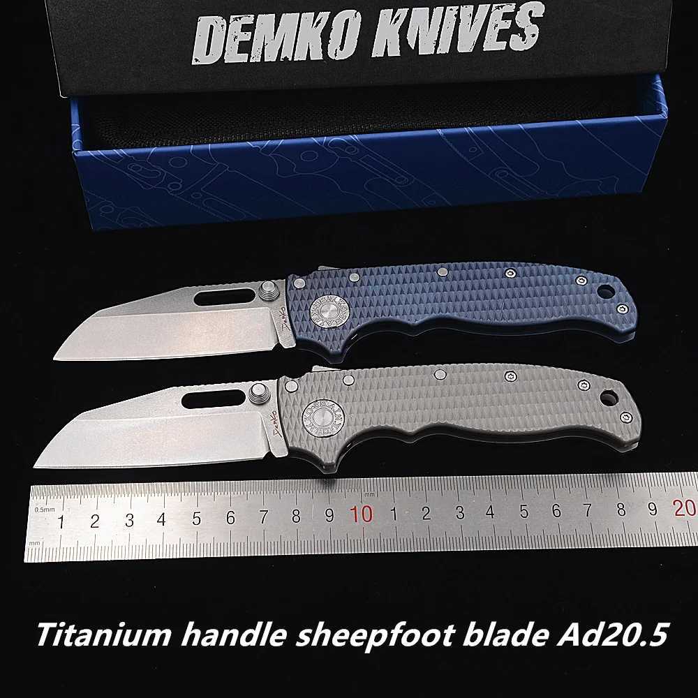 JUFULE Made Ad20.5 Sheepfoot Shark Ceramic Bearing Titanium Handle D2 Blade Folding Tactical Camping Hunt EDC Tool Utility Knife X241108