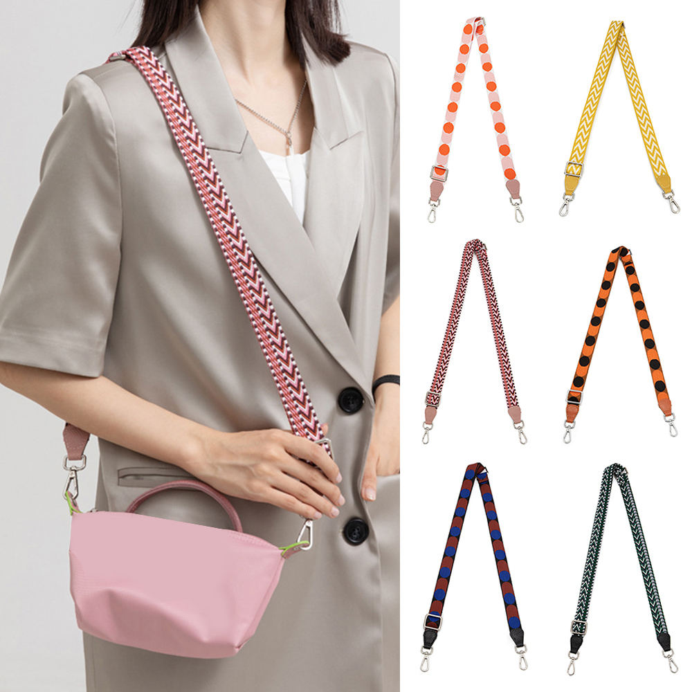Hot Sale Replacement Wide Shoulder Bag Strap Thick Canvas Jacquard Crossbody Bag Strap With Metal Clasps Women Wide Handbag Belt