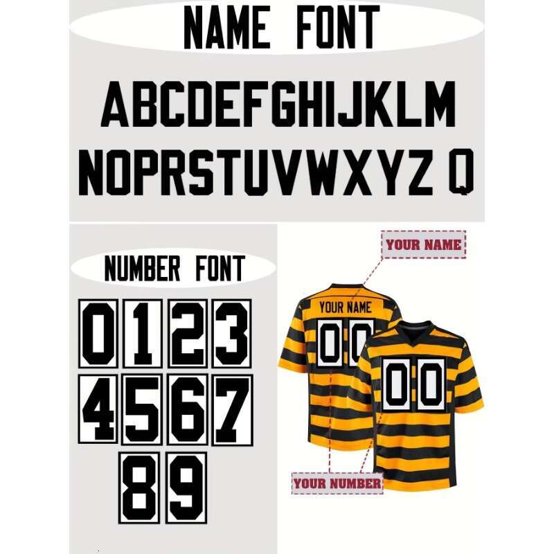 2025 Customized Name&Number Men's Embroidered American Football Jersey Pittsburgh Yellow And Black Personalized Short Sleeved Shirt