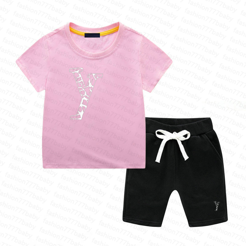 100% cotton 2-7 Years Kids Designer Sets baby Boys girl summer T-Shirt Pants Set Brand printing Children 2 Piece Fashion children Clo