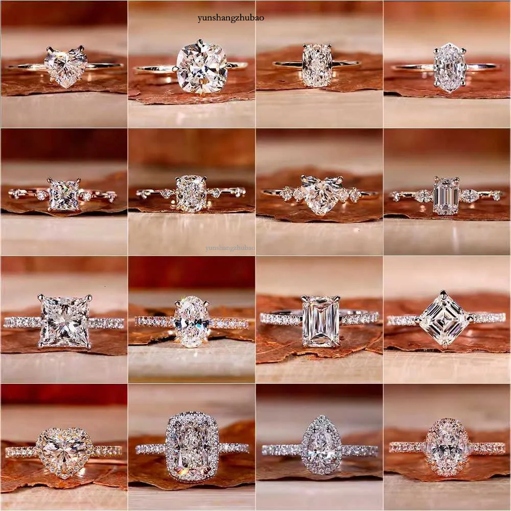 Wholesale Vvs Moissanite 10K Solid Engagement Eternity Rings Women Sier Dia Emerald Radiant Oval Cut Gold Ring