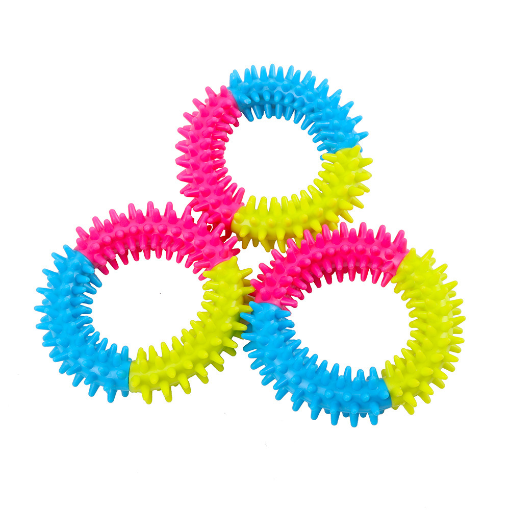 Custom Pet Supplies Tricolor Rubber Thorny Ring Dog Tpr Grinding And Teeth Cleaning Durable Toy