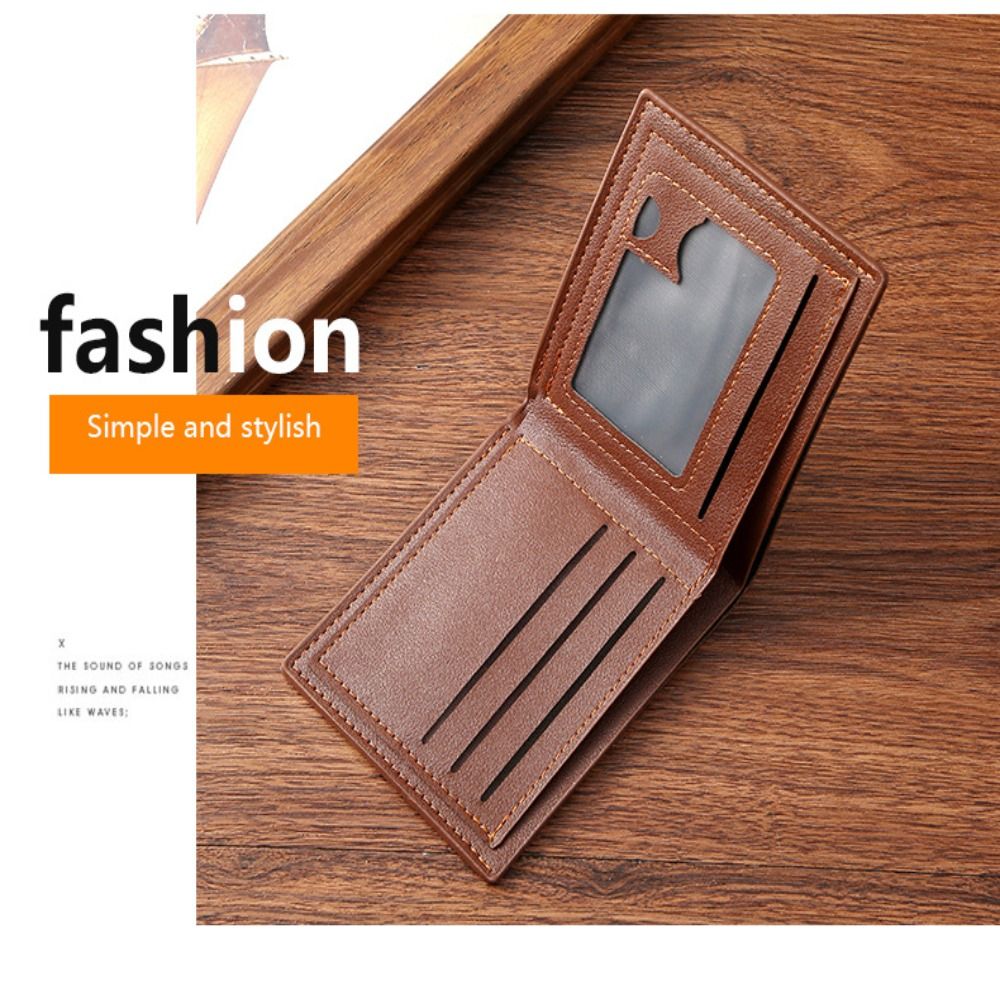Fashion Multi-position 2 Fold Purse Retro Thin Men's Long Wallet Contracted Ultralight Male Leather Purse Male