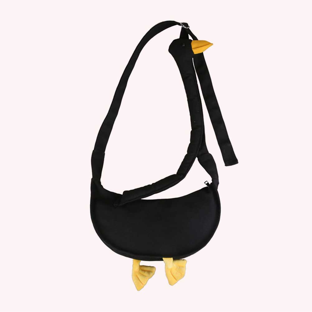 Women Cute Shoulder Bag Adjustable Strap Canvas Cartoon Goose Bag Large Capacity Goose Crossbody Bag Female Outdoor Bag