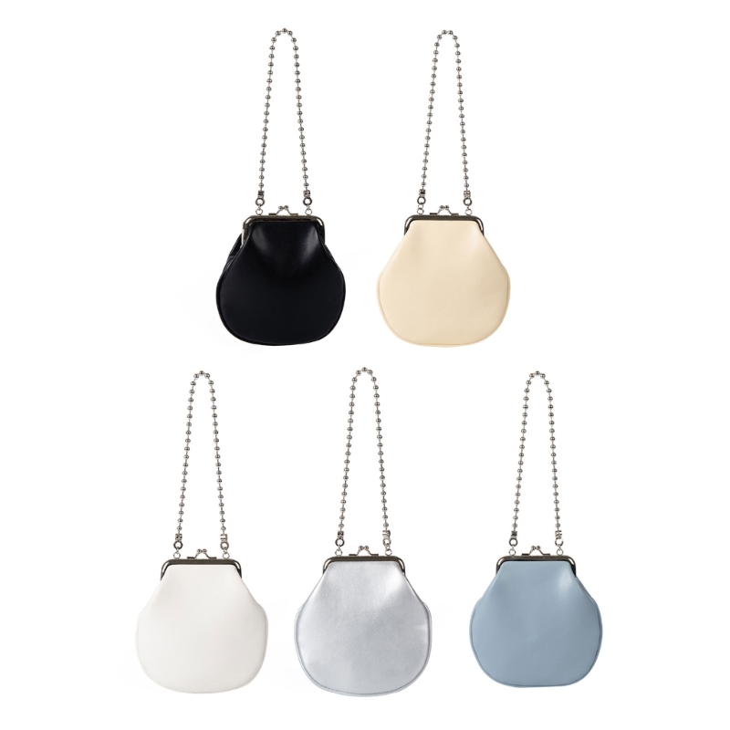 Elegant Beaded Evening Bag With Chain Strap PU Leather Shoulder Bag For Women Kiss Lock Wedding Purse