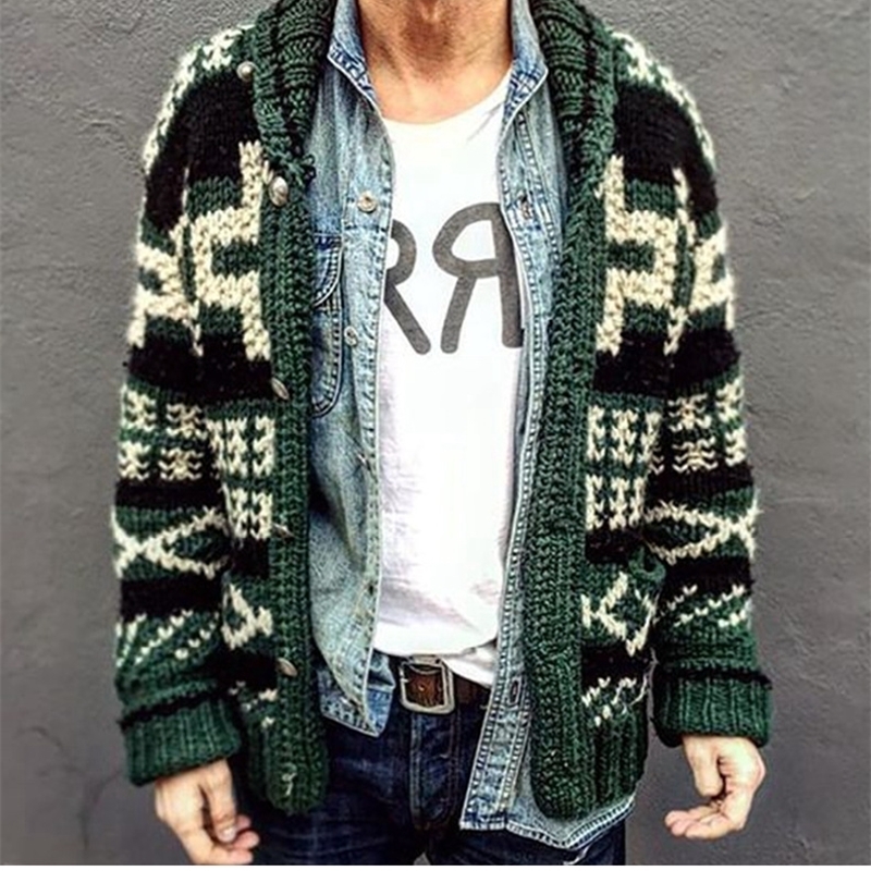 Korean Mens Autumn and Winter Long Sleeve Jacquard Sweater Casual Highend Quality Lapel Cardigan 241024