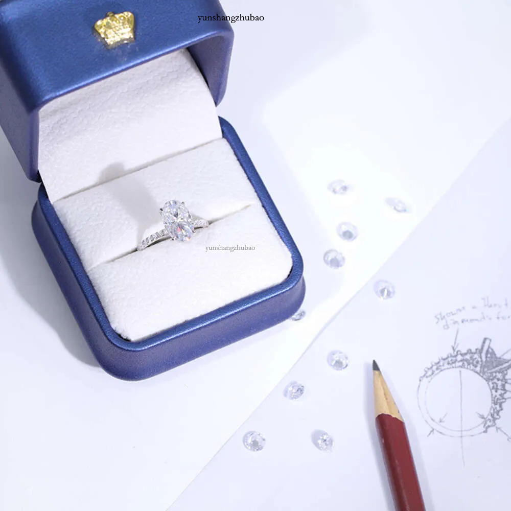 Yu Ying Customized White Gold D color Oval Cut Moissanite Women Jewelry Wedding Set Rings Engagement Ring