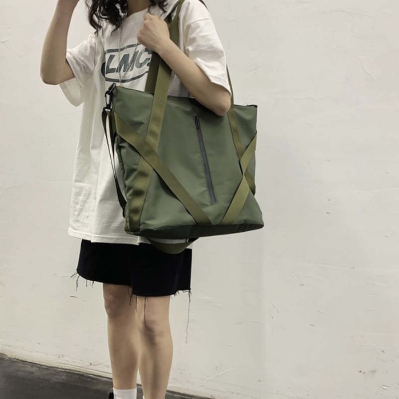 Black Green Large Capacity Shopping Couple Tote Bags Nylon Female Retro Mens Handbags Travel Shoulder Bag