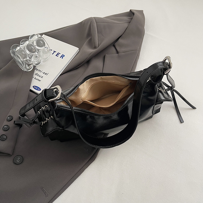 Punk Style Shoulder Bag Y2K Hobo Handbags Adjustable Strap Clutch Purse PU Leather Underarm Bag for Women