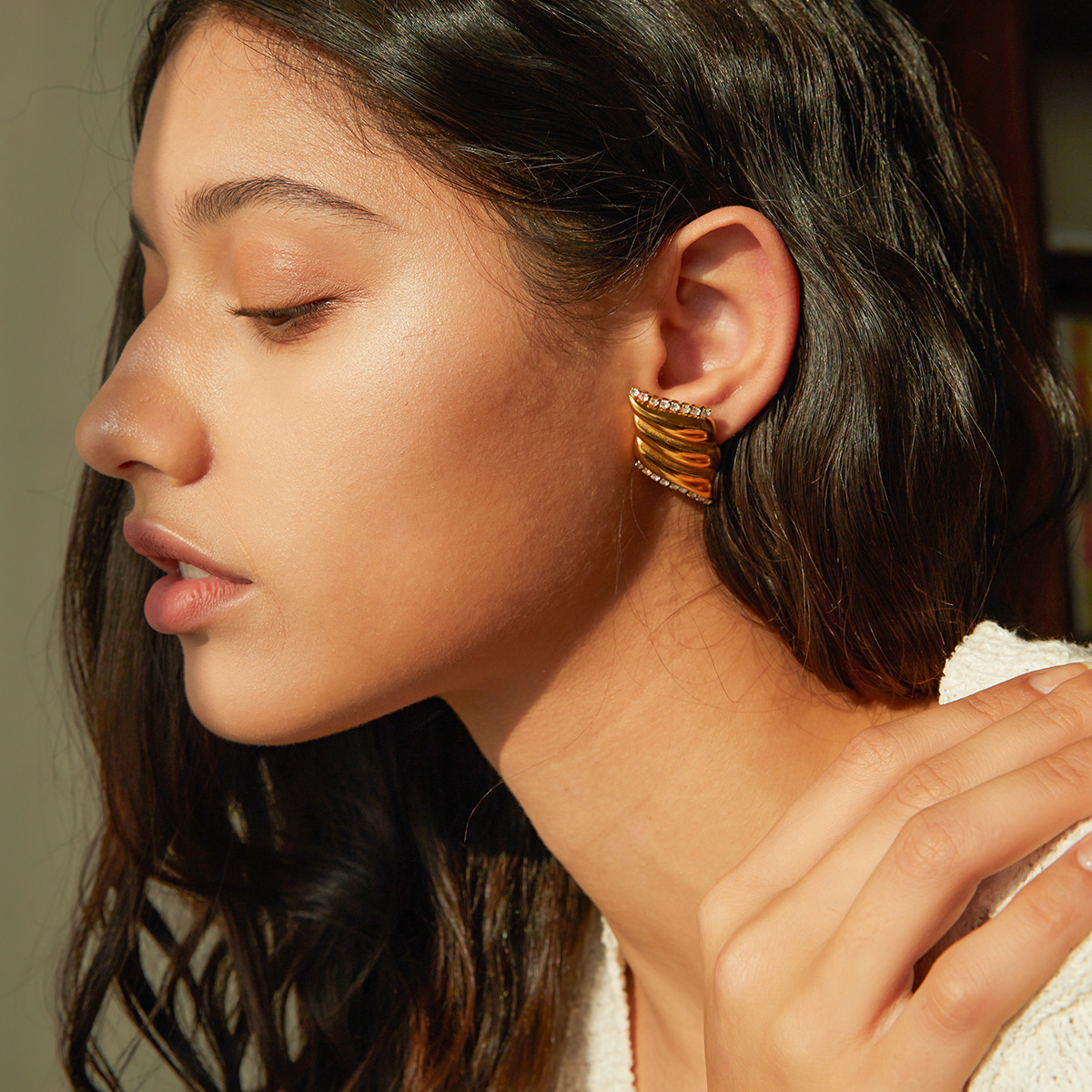 18k Gold Stainless Steel Cubic Zirconia Diamond Earrings for Women Fashion Minimalist Jewelry Factory Wholesale