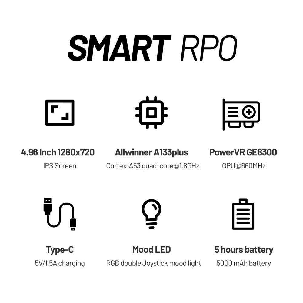 Retro video game console Tricoo Smart Pro handheld game 4.96-inch IPS Sn Linux system joystick RGB lighting Smartpro 2024 new Y241107
