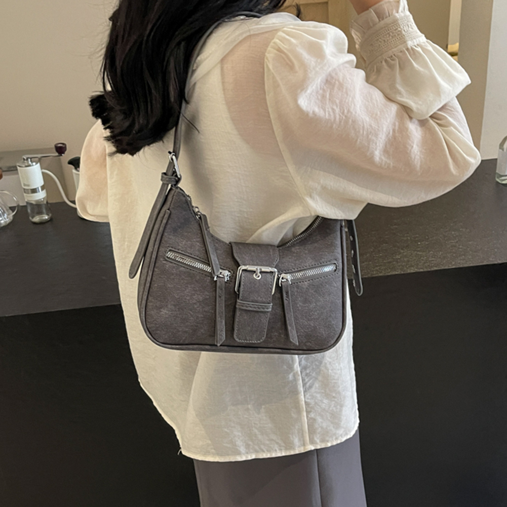 Women Vintage Shoulder Bag PU Leather Retro Armpit Purse Solid Color Luxury Satchel Bag Girls Outdoor Daily Bag
