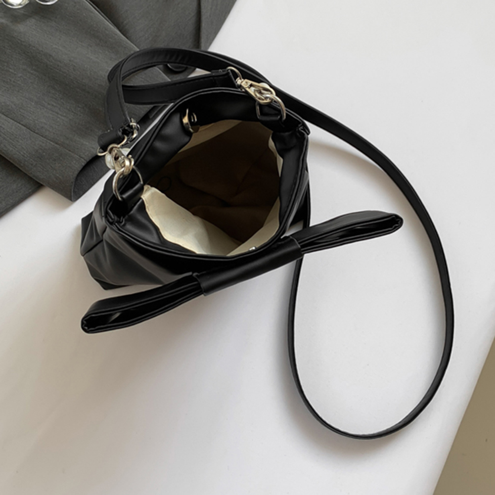 Cute Bow Y2K Purse PU Leather Sweet Pearl Fashion Handbag with Detachable Strap Trendy Crossbody Bag Top Handle Bag for Women