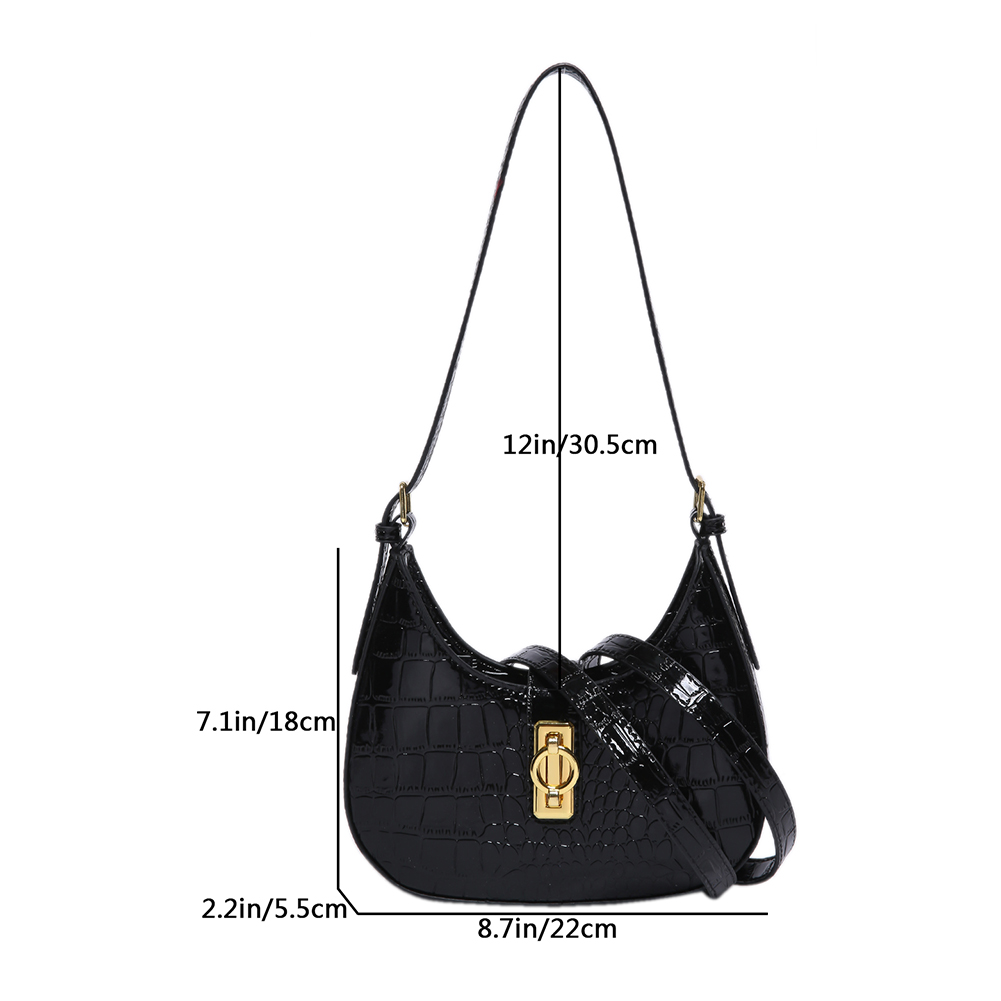Crossbody Bag PU Leather Zipper Handbag for Women Adjustable Shoulder Strap Underarm Bag Clutch Purse Tote Purse