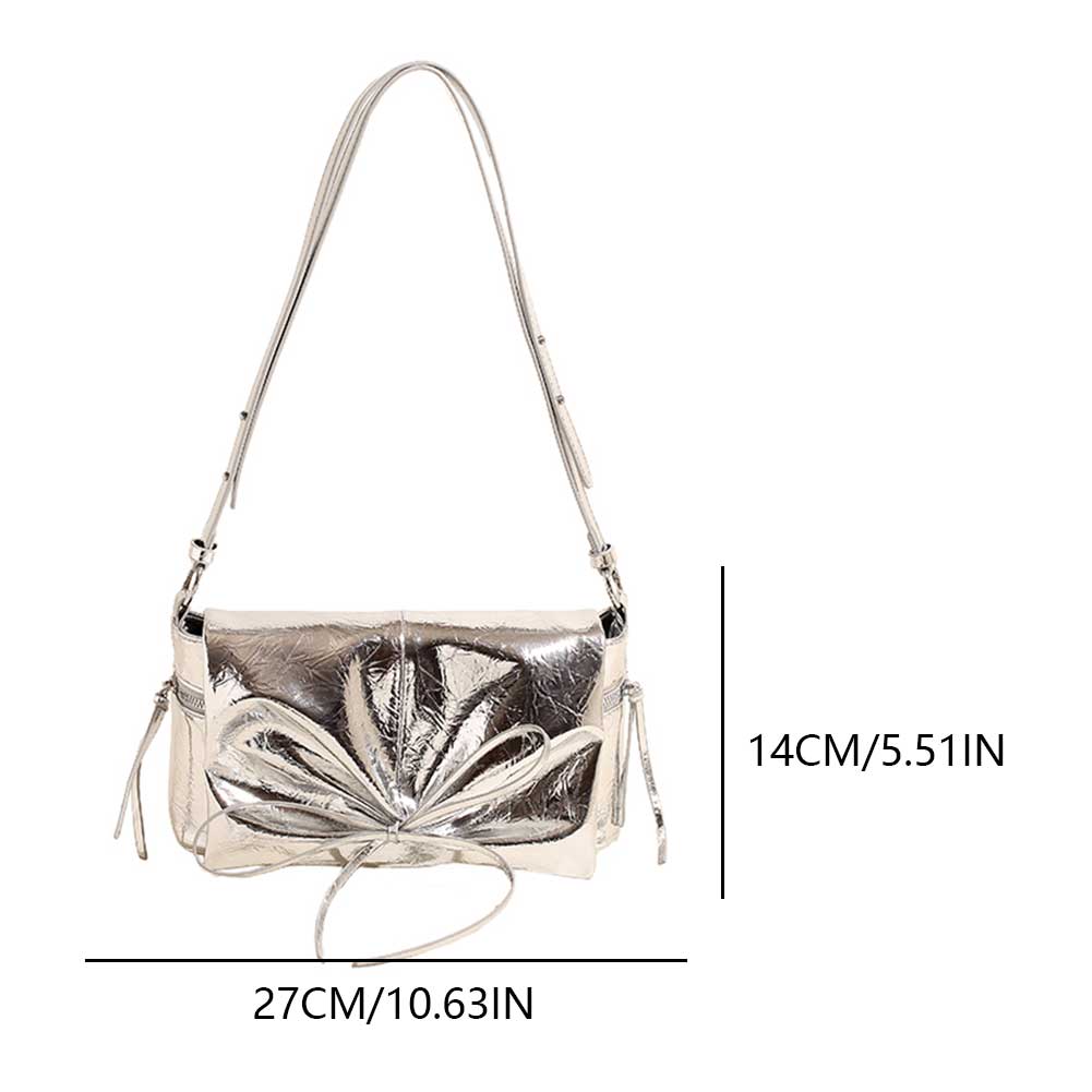 Fashion Ruched Bow Shoulder Bag PU Leather Crossbody Bag Designer Shoulder Purse Flap for Women Girls