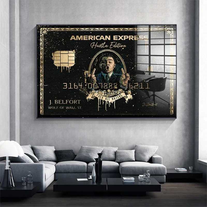 American Express Wall Street Wolf ic Graffiti Movie Poster Canvas Printing Financial Tycoon Pictures Home Wall Decoration X241107