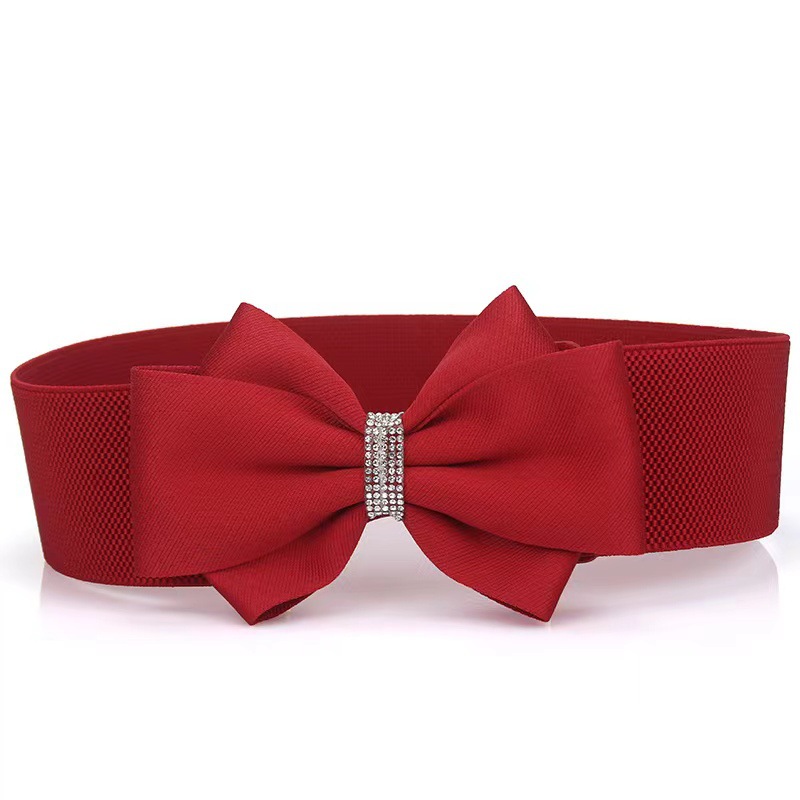 Factory direct cotton bow waist seal women versatile dress down jacket belt elastic elastic waistband