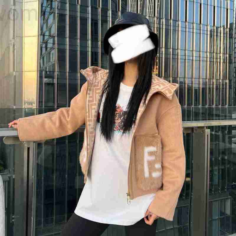 Women's Jackets designer autumn and winter new double F pocket woolen hooded short jacket RRD1