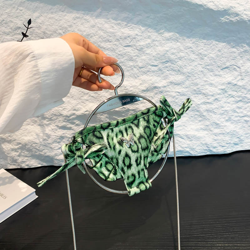 Crossbody Bag PU Leather Leopard Print Shoulder Bag for Women Hanger Shape Clutch Purse Messenger Bag for Travel Party Shopping