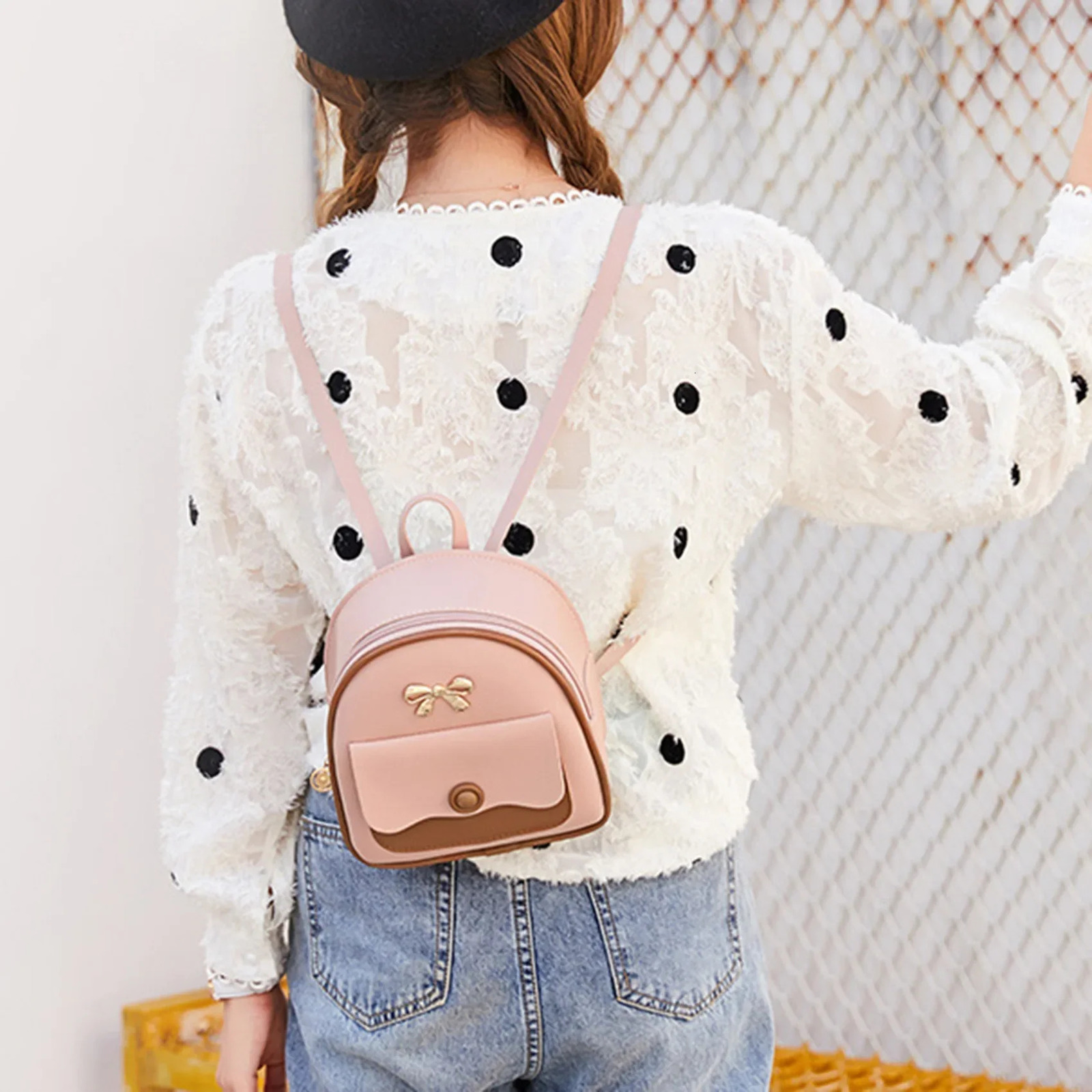 Fashion Casual Women Mini Backpack PU Leather Small Bag School Girl Backpacks Korean Style Ladies Cute Travelling 241029