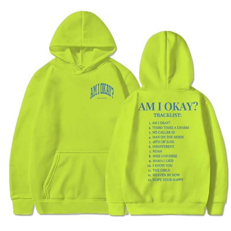 Female Singer Megan Moroney Hoodies Am I Okay? Print Hooded Multi Colors Long Sleeve Sweatshirts American Street Men Women HoodyXJ241107