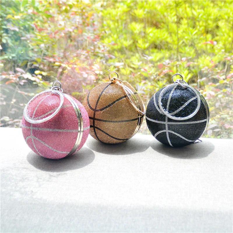 Free Shipping Drawstring Ladies Round Evening Bag Rhinestone Shiny Basketball Purse And Handbags For Women 2024 Dia Ball Clutch Designer Bag Luxury Ba