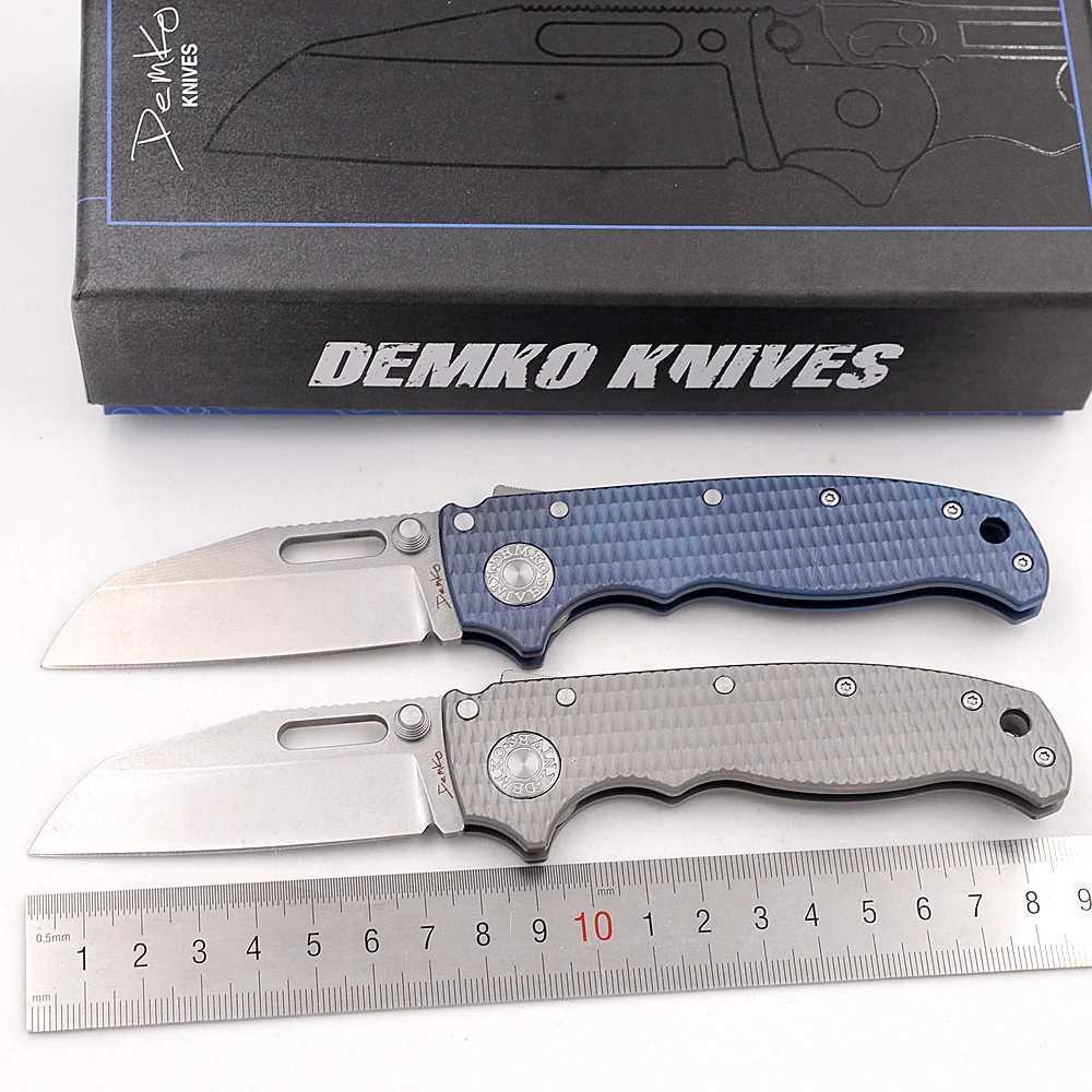 JUFULE Made Ad20.5 Sheepfoot Shark Ceramic Bearing Titanium Handle D2 Blade Folding Tactical Camping Hunt EDC Tool Utility Knife X241108