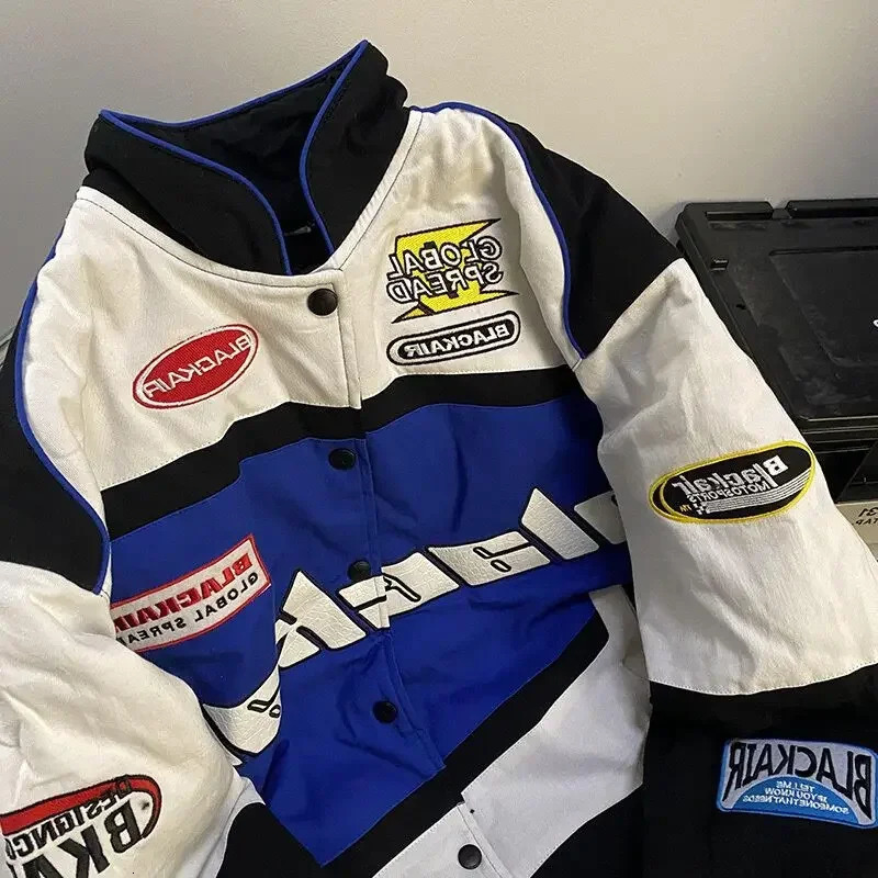 autumn and winter American retro hip-hop Y2K loose men and women thin baseball clothing street racing clothing jacket 240319