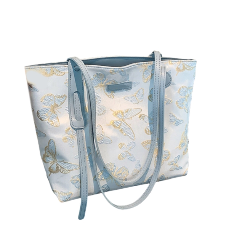 Embroidered Butterfly Canvas Top Handle Bag for Women Shoulder Bags Handbag Dropship