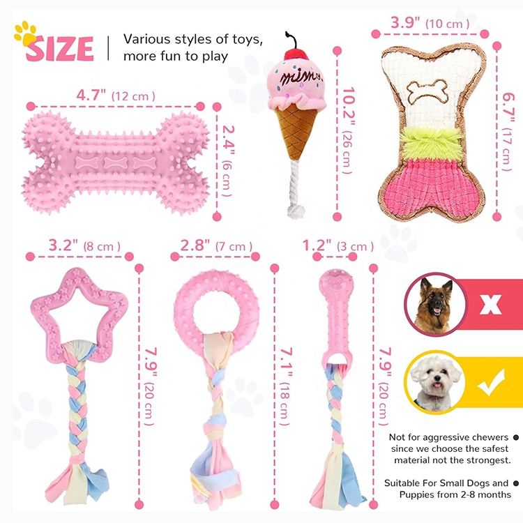 Interactive Pet Supplies Puppy Teething Toys Dog Chew Toys Puppy Toys Set For Cleaning Teeth