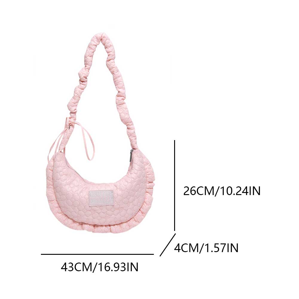 Puffer Shoulder Bag Lightweight Shoulder Purse Soft Dumpling Bag with Adjustable Strap Cloud Bag for Women Work Shopping Travel