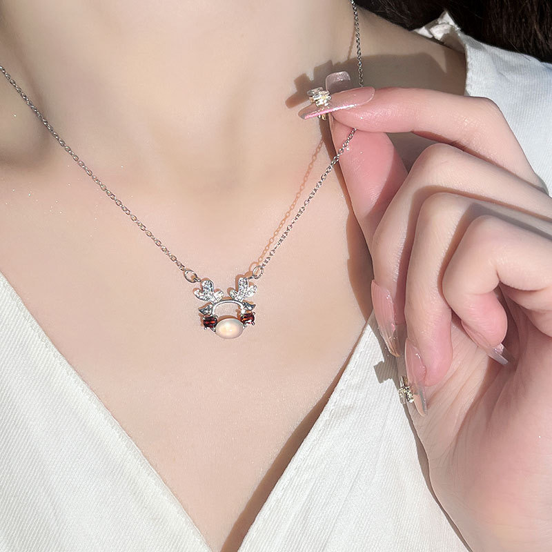 Elegant Women's Christmas Deer Pendant Necklace with Original Design