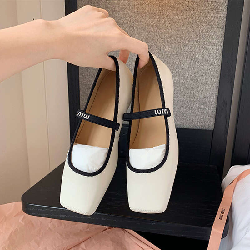 Women Ballet Flats Fashion Square Toe Pumps Soft Leather Slip-on Casual Female Mary Jane Office Lady Work Thin Shoes