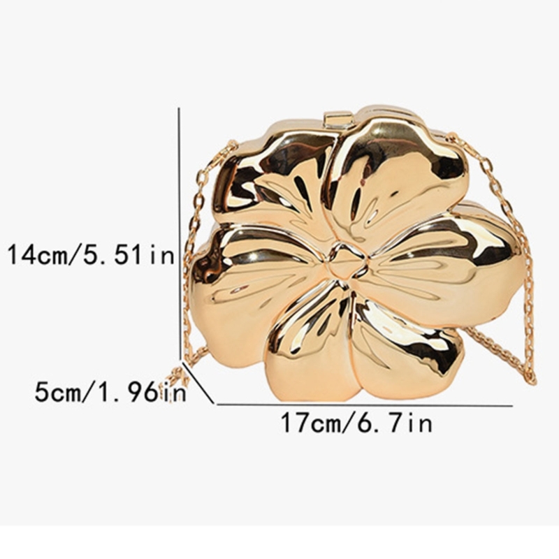 Women Fashion Flower Shape Evening Clutch Bag Small Chain Strap Shoulder Bag Lady Elegant Acrylic Evening Handbag Crossbody Bag
