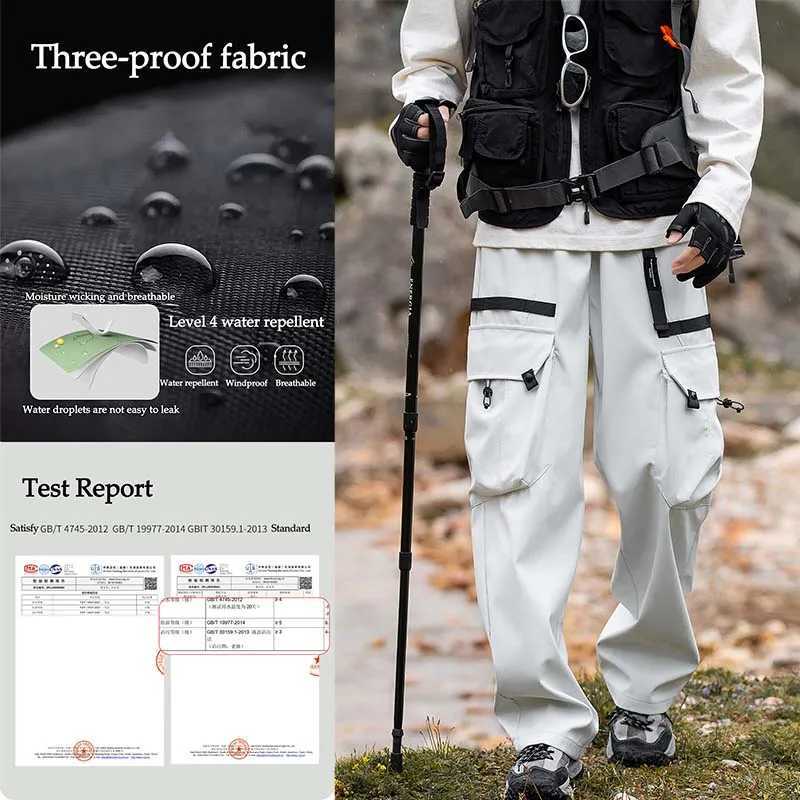 Mens Waterproof Hiking Pants Breathable Fishing Camping Huntting Outdoor Windproof Sport Pants Multi-Pockets Casual Trousers LX241107