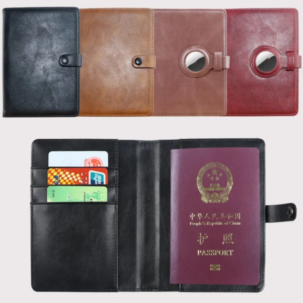 Luxury Minimalist PU Leather For AirTag Wallet Passport Card Protective Case Shockproof Anti Scratch Fall Protection Shell Cover