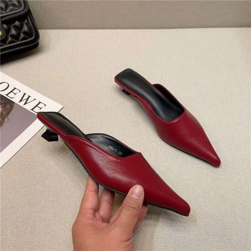 Summer Low Heel Sandals White Rubber Slides Mules Shoes for Women 2024 Outside Woman Slippers Normal Comfortable