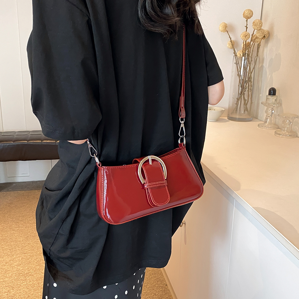 PU Patent Leather Shoulder Bag Zipper for Women Crossbody Bag Magnetic Closure Hobo Bag Adjustable Shoulder Strap Clutch Purse