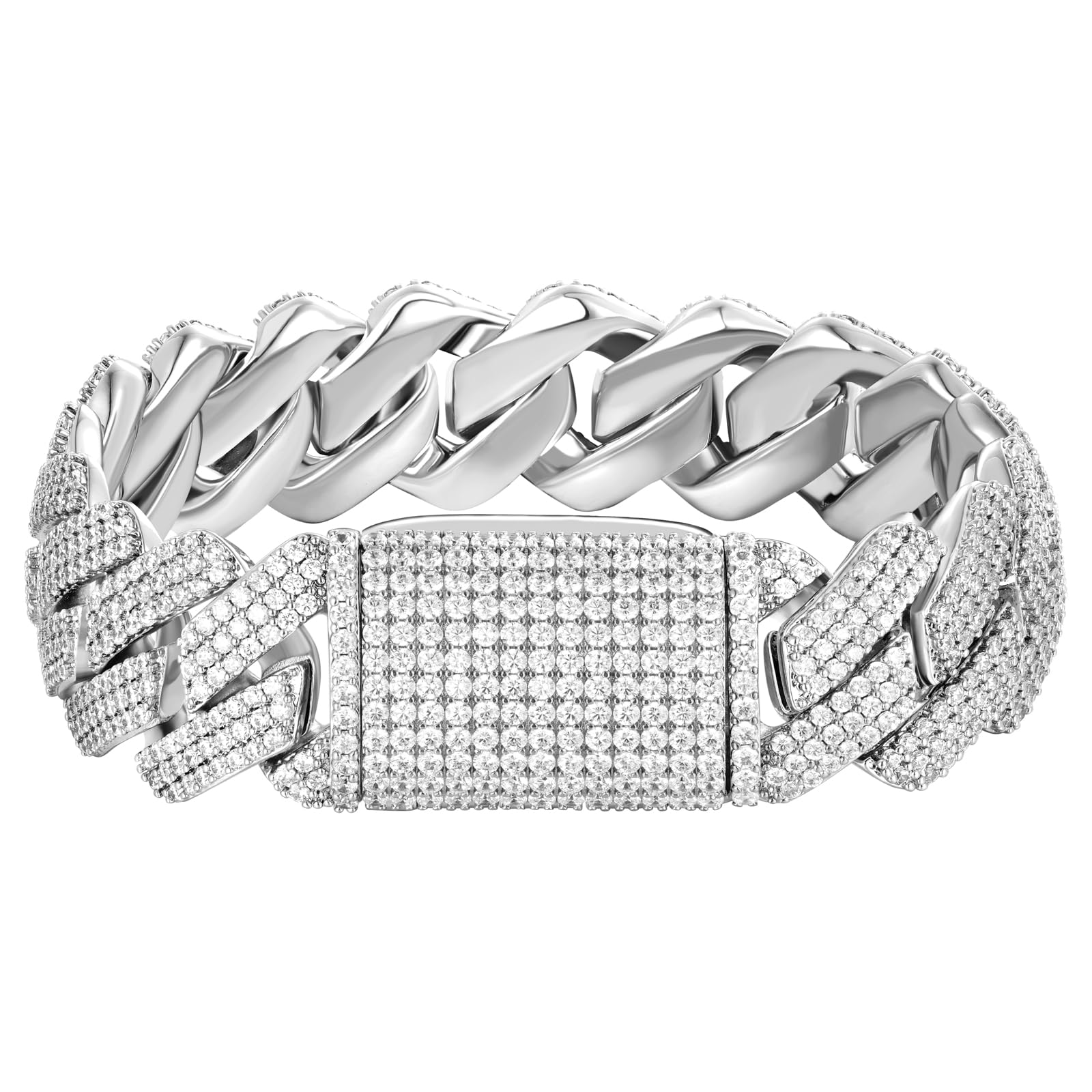 Miami Cuban Link Chain Necklace Designer For Men 3 Row Bling Moissanite Diamond 20Mm Wide Choker Iced Out Chains Necklaces Prong Gold Plate Hip Hop Je