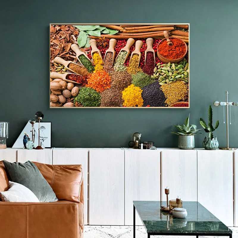Grain spice spoons for living room home decoration kitchen food oil paintings posters and prints Cuadros wall art pictures X241107
