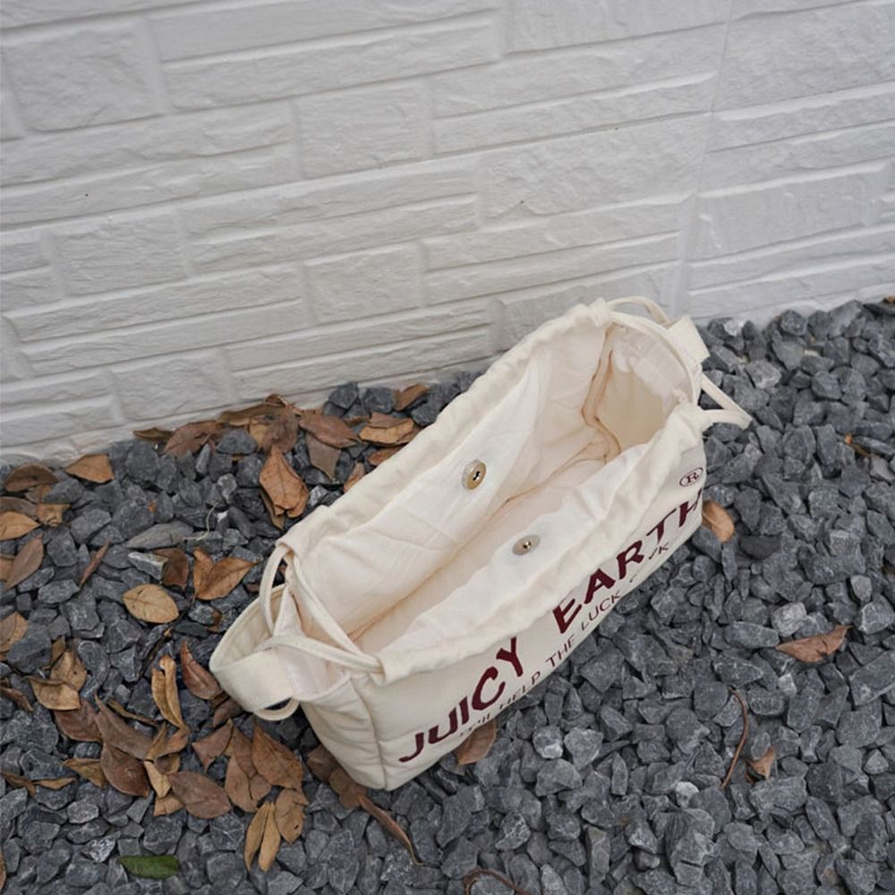 Casual Handbag Drawstring Shoulder Bag Letter Tote Portable Letter Canvas Bag Fashionable Thai Denim Cloth Bag Outdoor