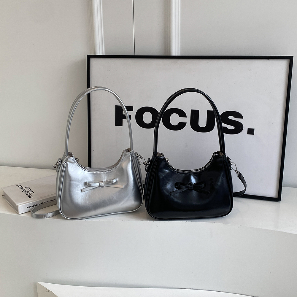 Shoulder Bag Women PU Leather Zipper Crossbody Bag Solid Color Crescent Bag Clutch Purse for Work Travel Shopping