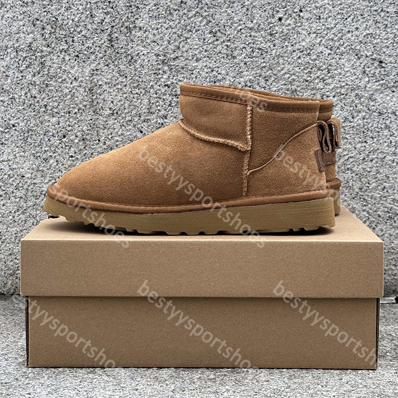 Designer Tasman Slippers australia slipper Chestnut Fur Slides Sheepskin Shearling Mules Women Men Ultra Mini Platform Slip-on Shoes Suede Upper Comfort boot 35-44