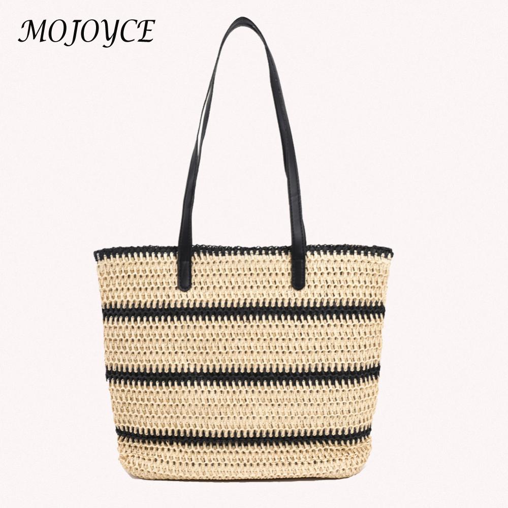 Straw Woven Shoulder Bags Women Summer Beach Vacation Ladies Travel Purse Totes