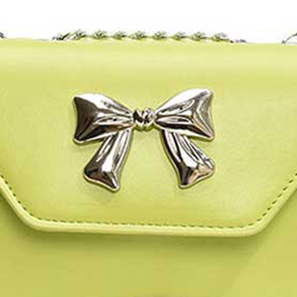 Women PU Bow Fashion Shoulder Bag Large Capacity Stylish Messenger Bag Solid Color Elegant Handbag Chain Strap Travel Sling Bag
