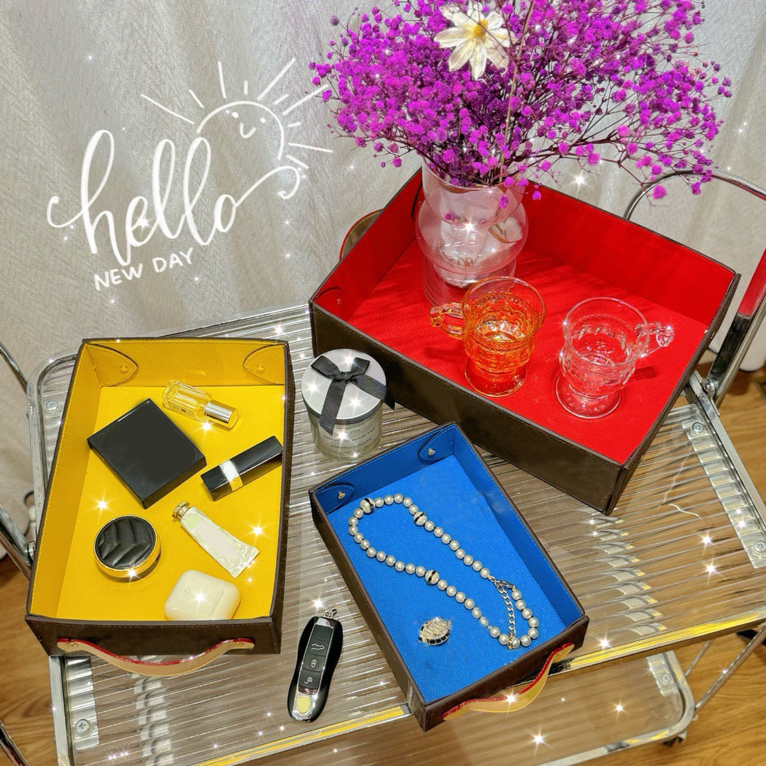 Cases Bags george desk tray jewelry case office storage box accommodates a4 documents canvas pochette accessoires three piece set